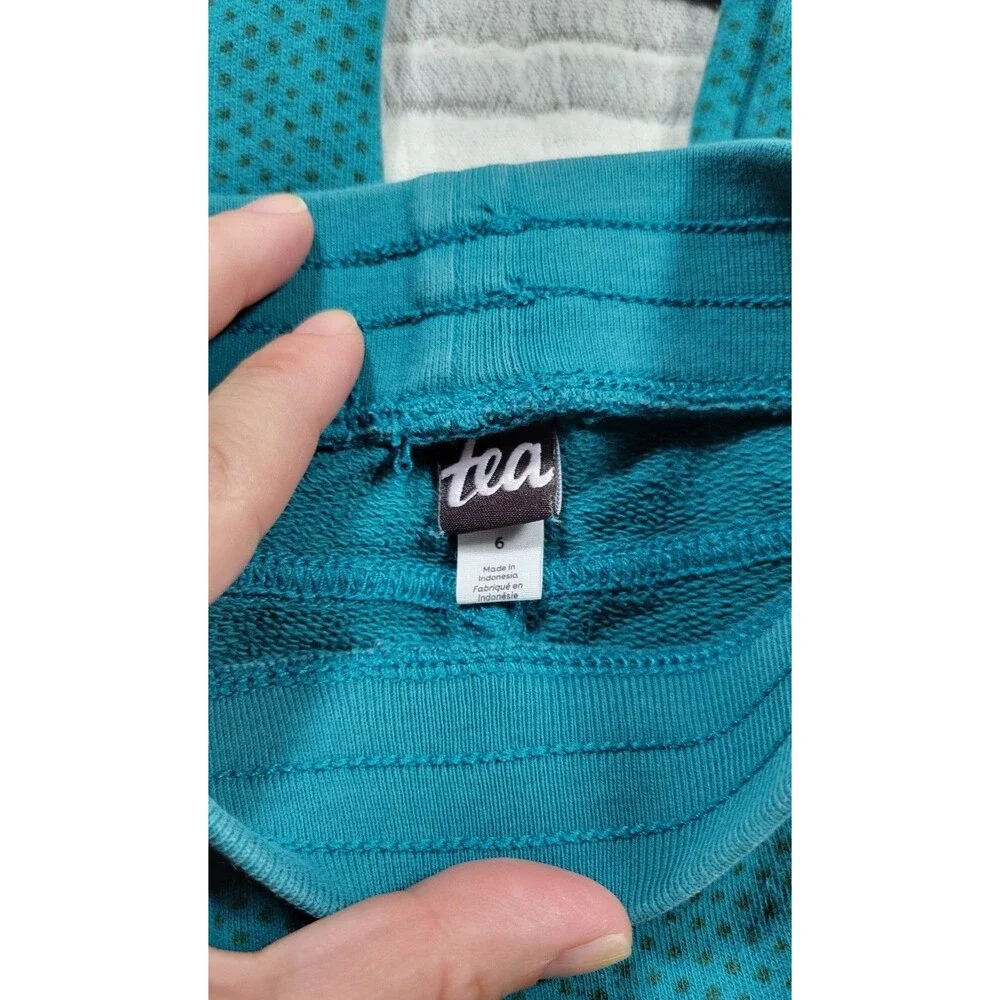 Tea Collection Girls Size 6 Teal‎ Dot Print Cargo Leggings Pants 100% Cotton